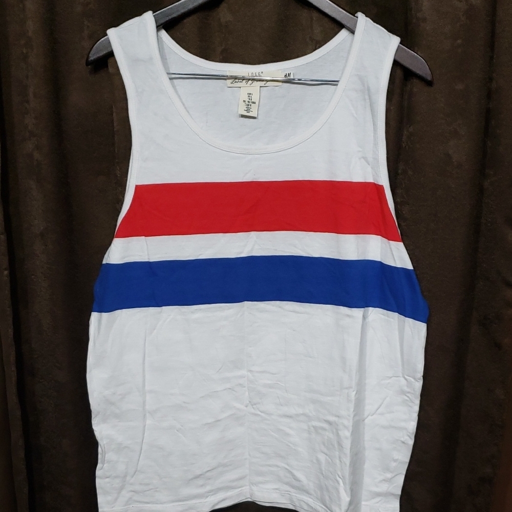 H&M L.O.G.G. Label Of Graded Goods Men's Summer Tank Top - Red, Blue, and White